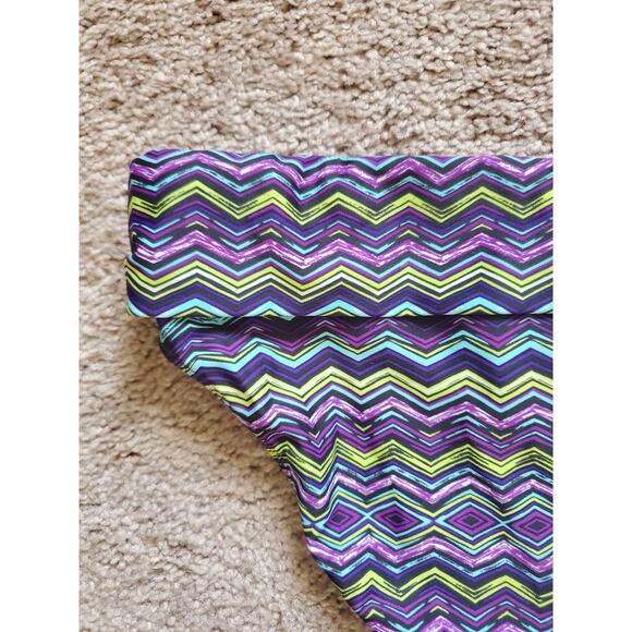 Athleta Purple Zigzag Geometric Print Foldover Bikini Swimsuit Bottom, Sz Large - Picture 6 of 8